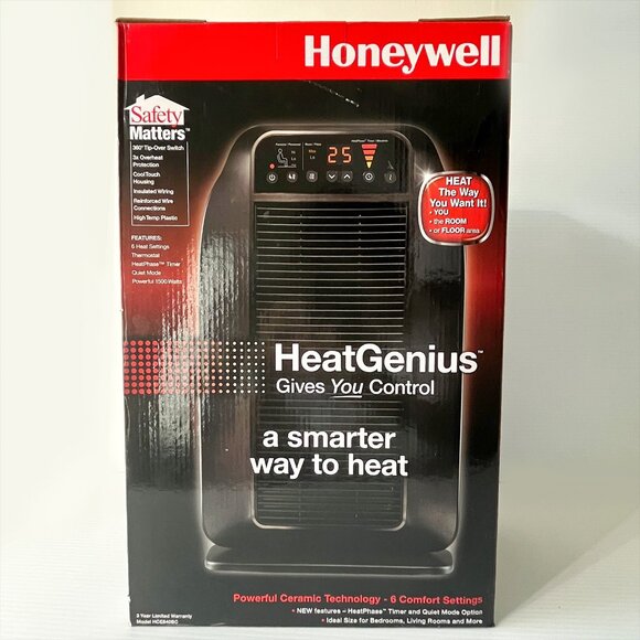 Honeywell Space Heater 1500W HeatGenius Multizone Ceramic Heater HCE840BC NIB - Picture 1 of 11